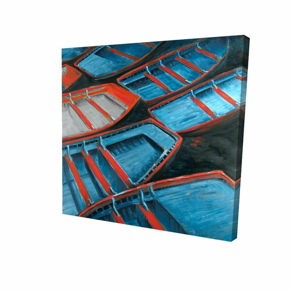 Fondo 16 x 16 in. Small Blue & Red Canoes-Print on Canvas FO2775966